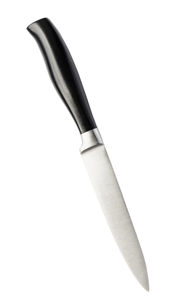 pairing knife with black handle isolated on white